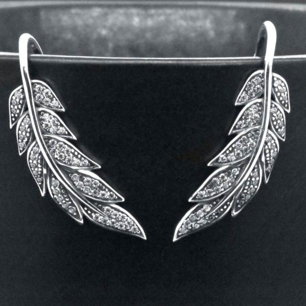 925 Silver Wing Feather Boho French Wire Earrings